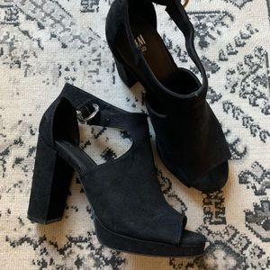 H&M Faux Suede Peep-Toe Heels